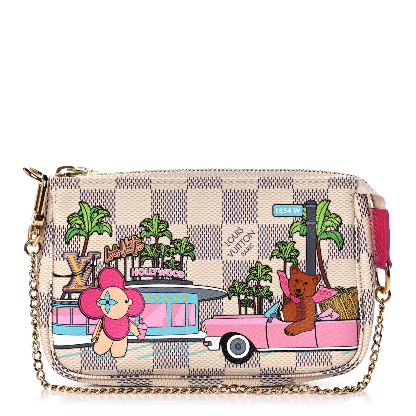 Damier Azur 2021 Christmas Animation Hollywood Mini Pochette Accessories Fuchsia