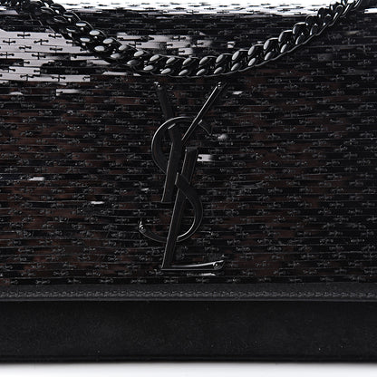 Saint Laurent Suede Sequin Monogram Small Kate Shoulder Bag Black 8 of 10