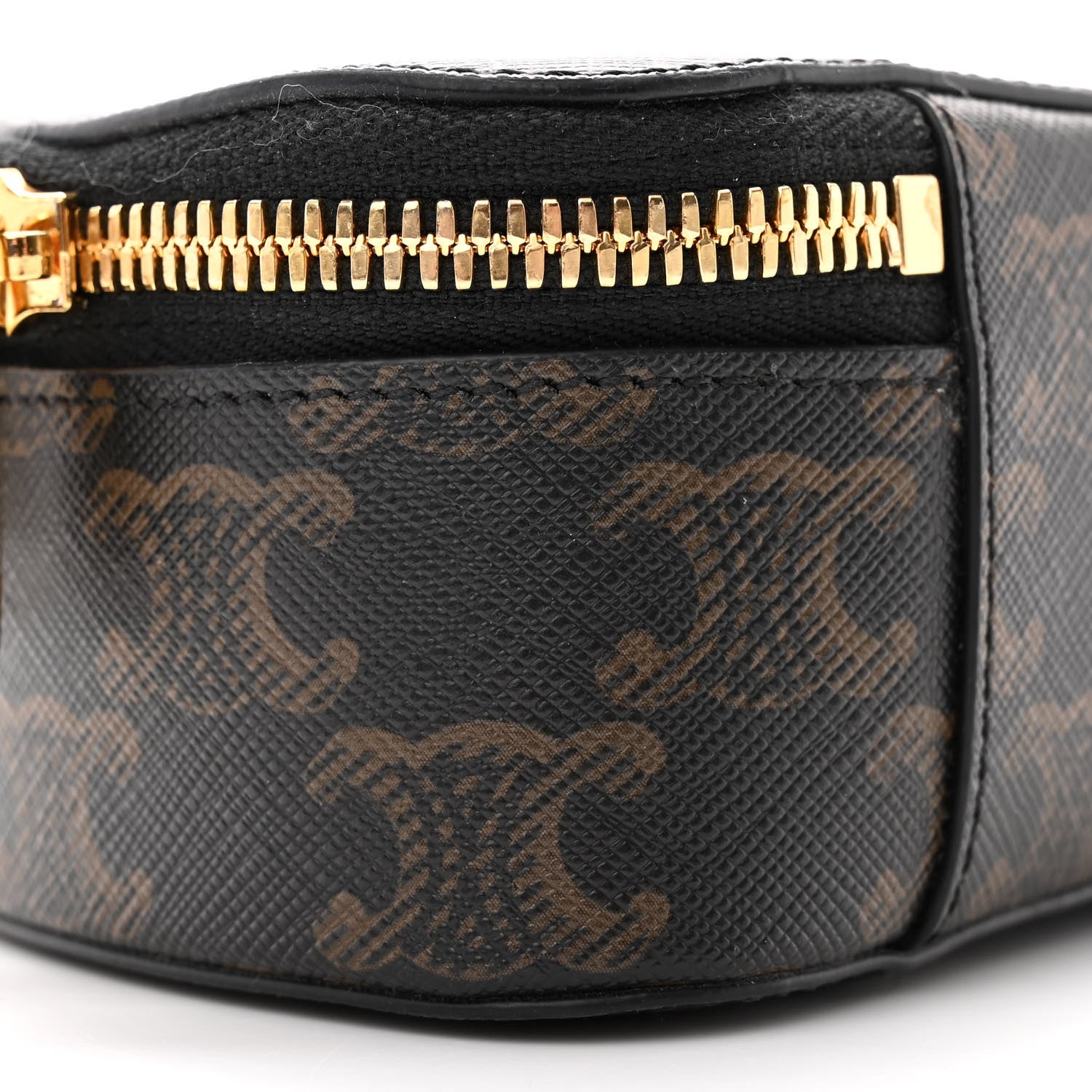 Celine Calfskin Triomphe Canvas Half Moon Case Tan 9 of 11