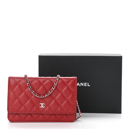 Chanel Caviar Quilted Wallet on Chain WOC Red 12 of 12