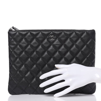 Chanel Metallic Caviar Quilted Medium Cosmetic Case Black 2 of 8