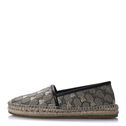 Gucci GG Supreme Monogram Bees Espadrille Flats 37.5 Beige Ebony Oro Black 1 of 9