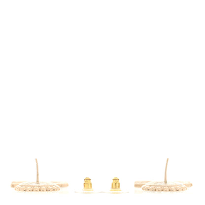 Chanel Crystal Pearl CC Drop Round Earrings Gold 3 of 4