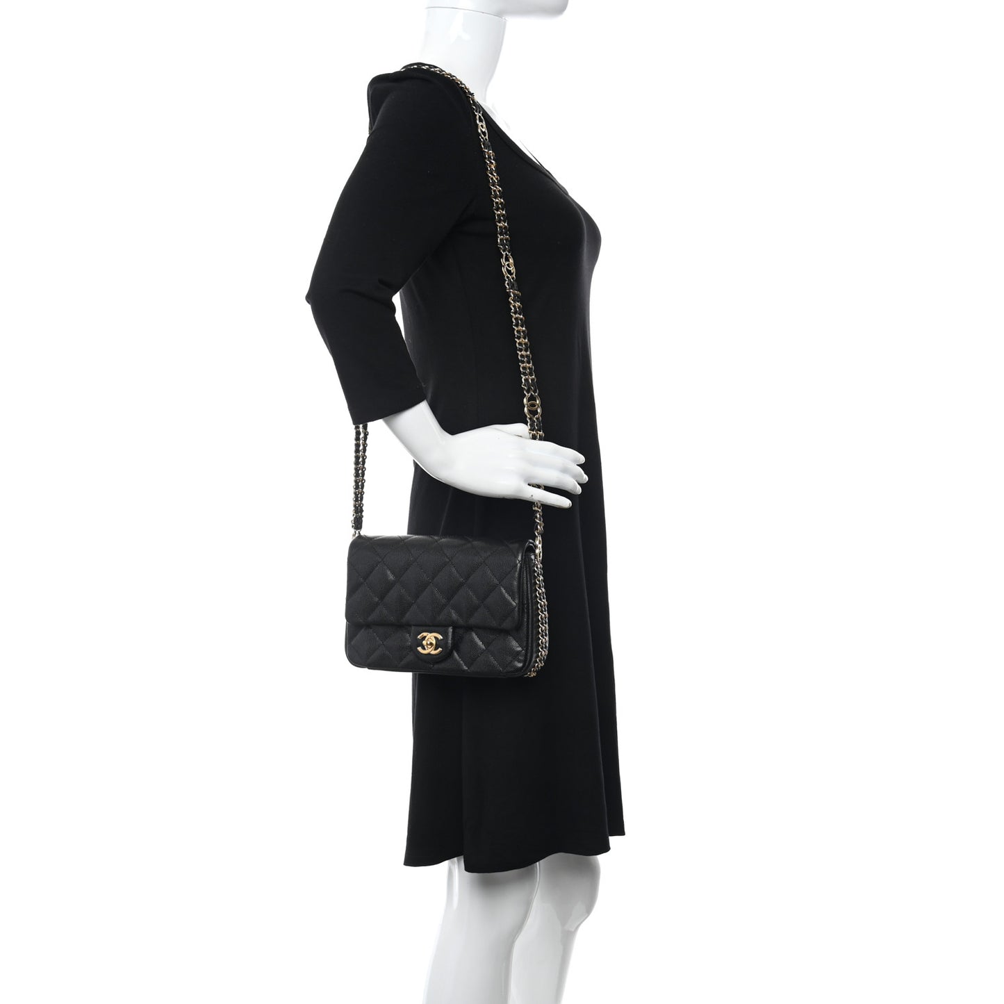 Caviar Quilted Mini CC You Flap Black