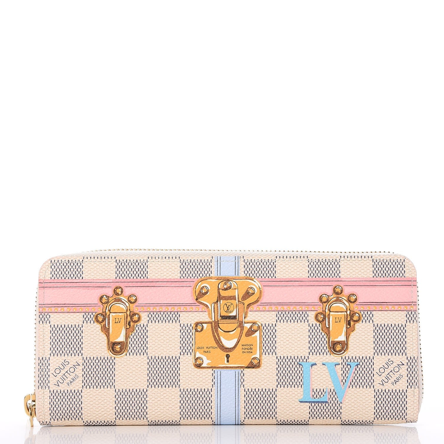 Louis Vuitton Damier Azur Summer Trunks Clemence Wallet 1 of 8