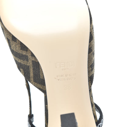 Fendi Jacquard FFreedom Decollete Slingback Square Toe Pumps 38 Tobacco 6 of 7