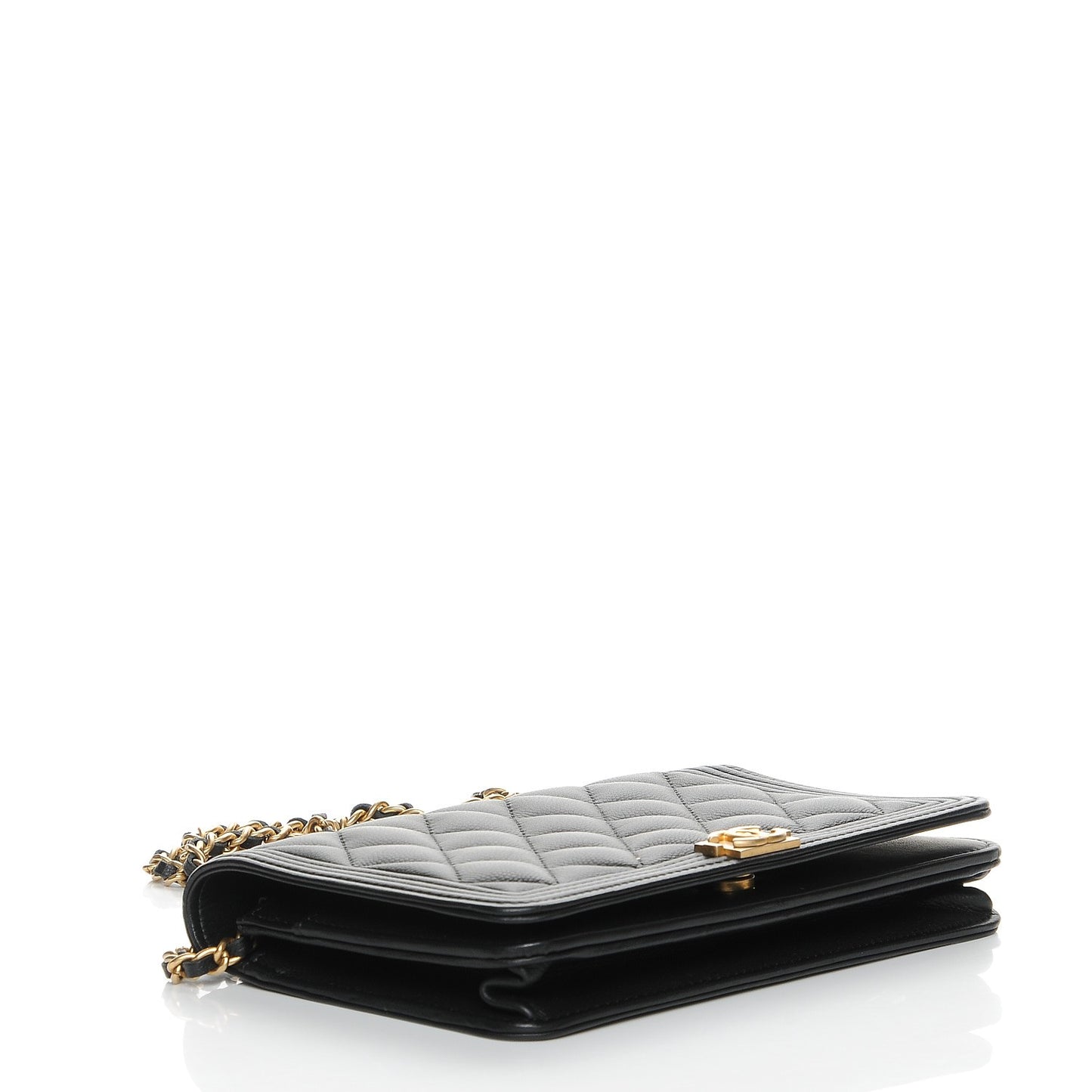 Caviar Quilted Boy Wallet On Chain WOC Black