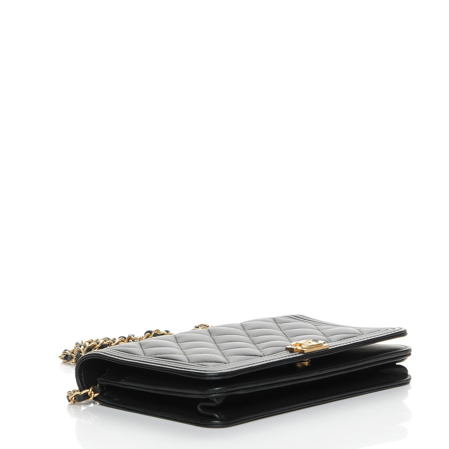 Chanel Caviar Quilted Boy Wallet On Chain WOC Black 4 of 9