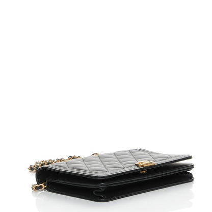 Chanel Caviar Quilted Boy Wallet On Chain WOC Black 4 of 9