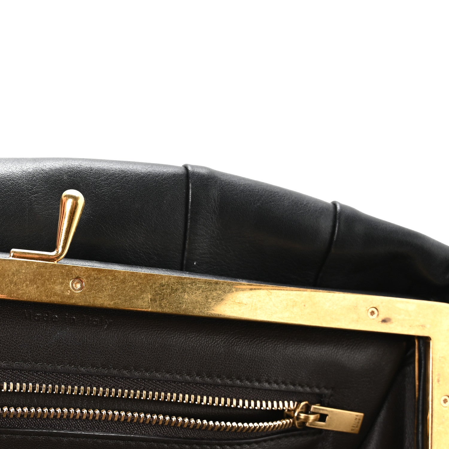 Celine Calfskin Pleated French Lock Clutch Black 6 of 7