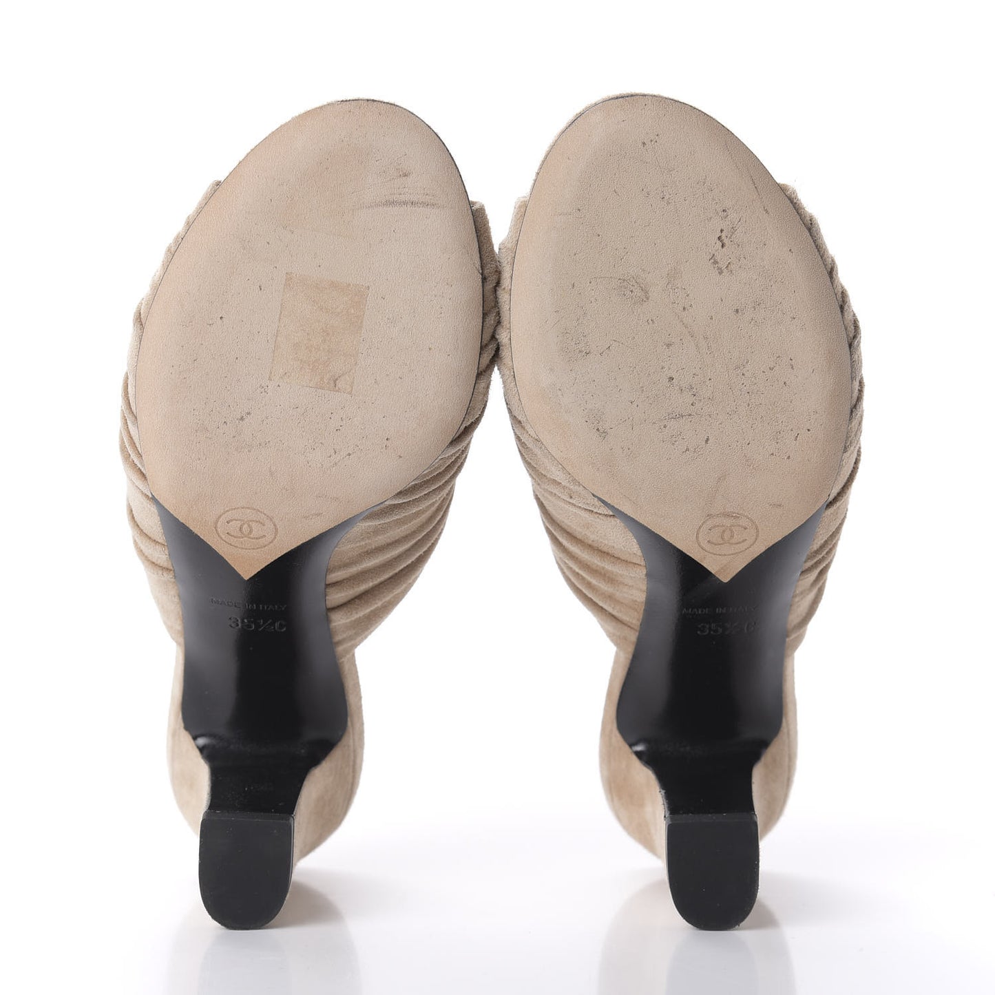 Suede Calfskin Bows Mule 35.5 Beige