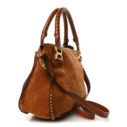 Chloe Suede Calfskin Braided Medium Marcie Satchel Caramel 3 of 12
