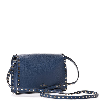 Valentino Garavani Pebbled Calfskin Medium Rockstud Flip Lock Crossbody Bag Peacock 3 of 11