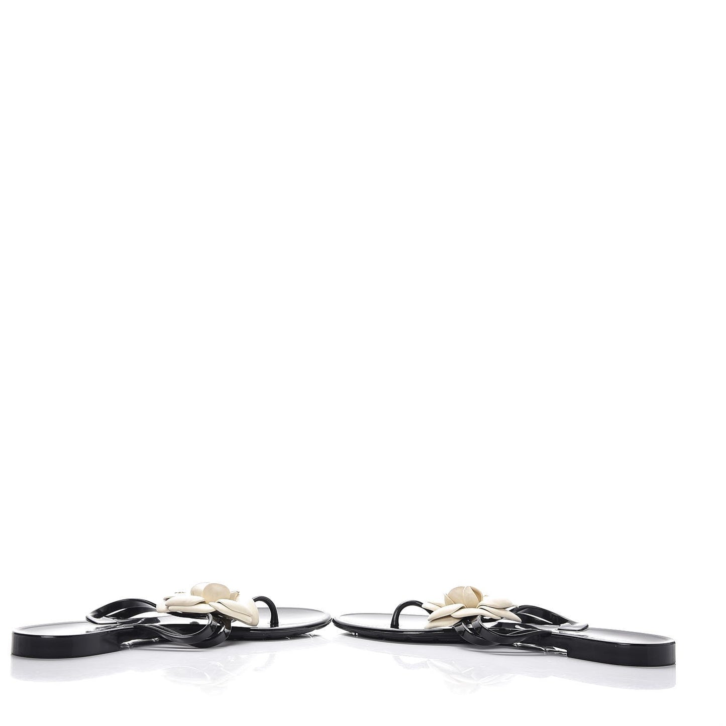 Jelly Camellia Thong Sandals 38 Black Ivory