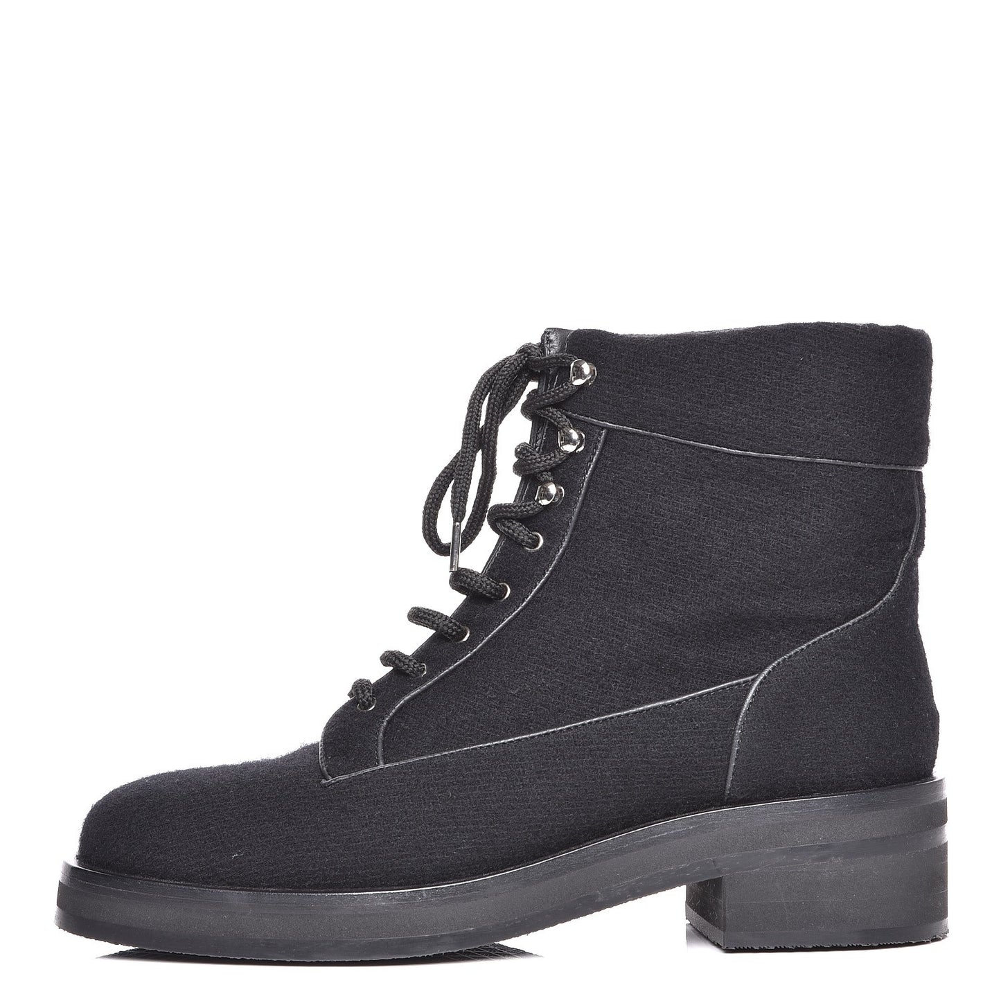 Tweed Lace Up Combat Boots 40 Black