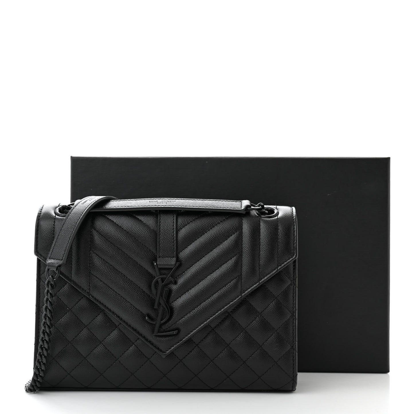 Grain De Poudre Textured Mixed Matelasse Triquilt Medium Monogram Monochrome Satchel Black