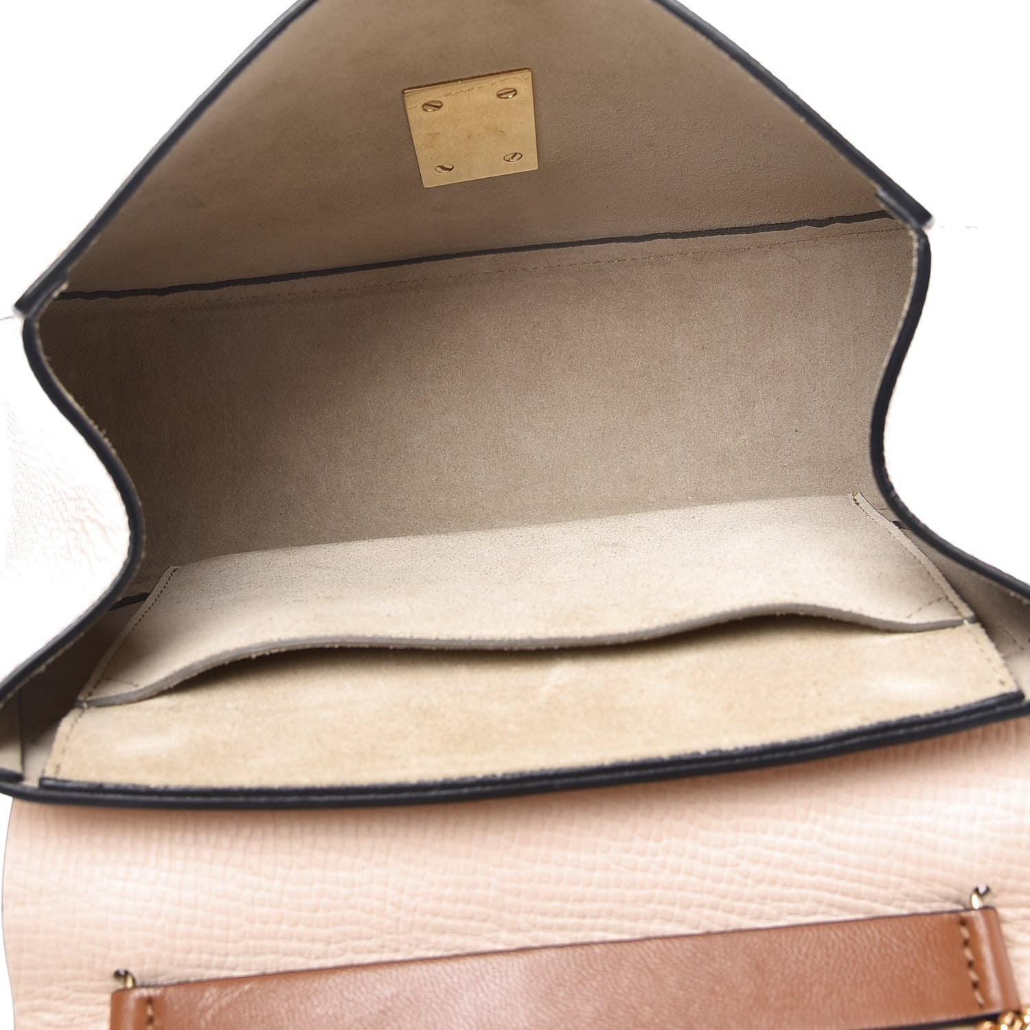 Chloe Grained Calfskin Lambskin Drew Shoulder Bag Powder Beige Caramel 4 of 9