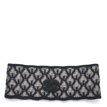Chanel Metallic Cashmere CC Headband Black Brown 1 of 5