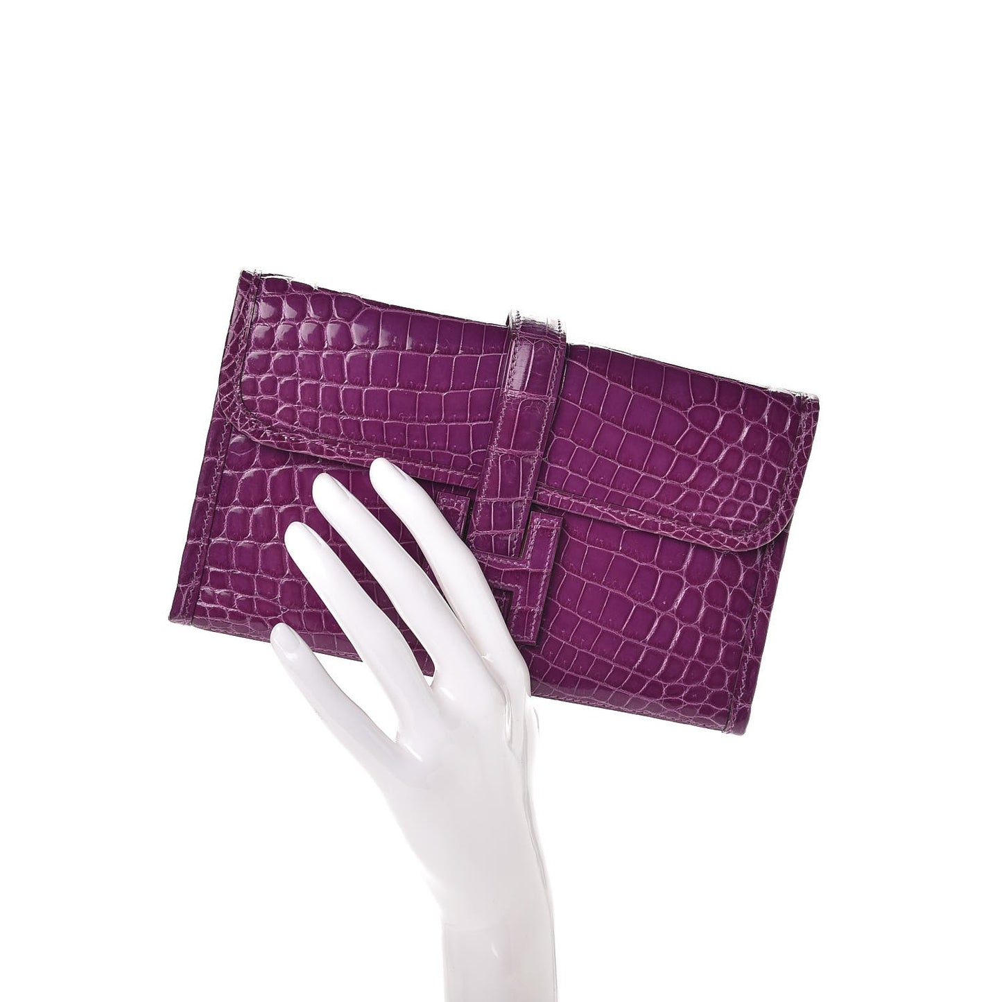 Shiny Niloticus Crocodile Mini Jige Elan Clutch Violet