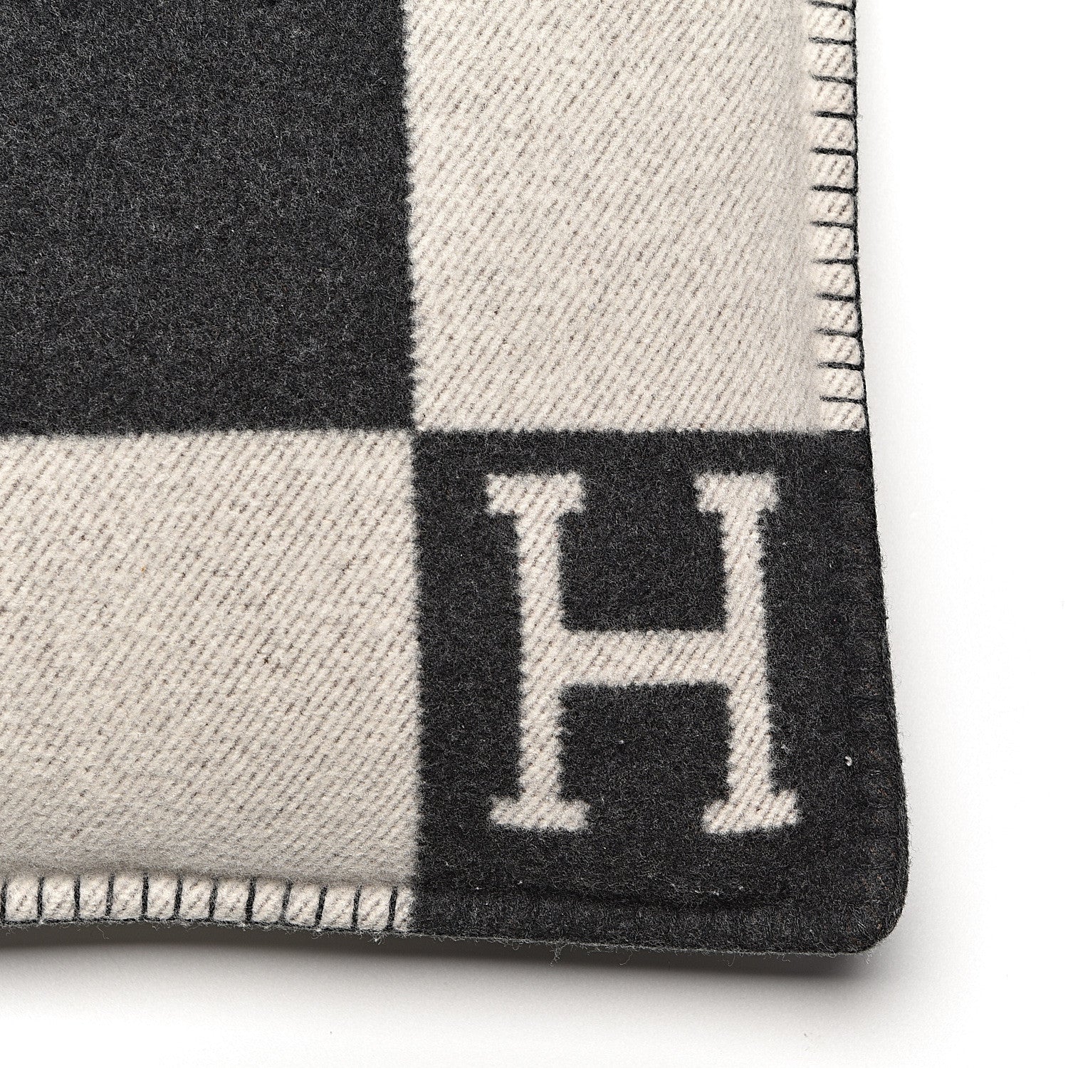 Hermes Wool Cashmere Avalon Pillow PM Ecru Gris Fonce 4 of 5