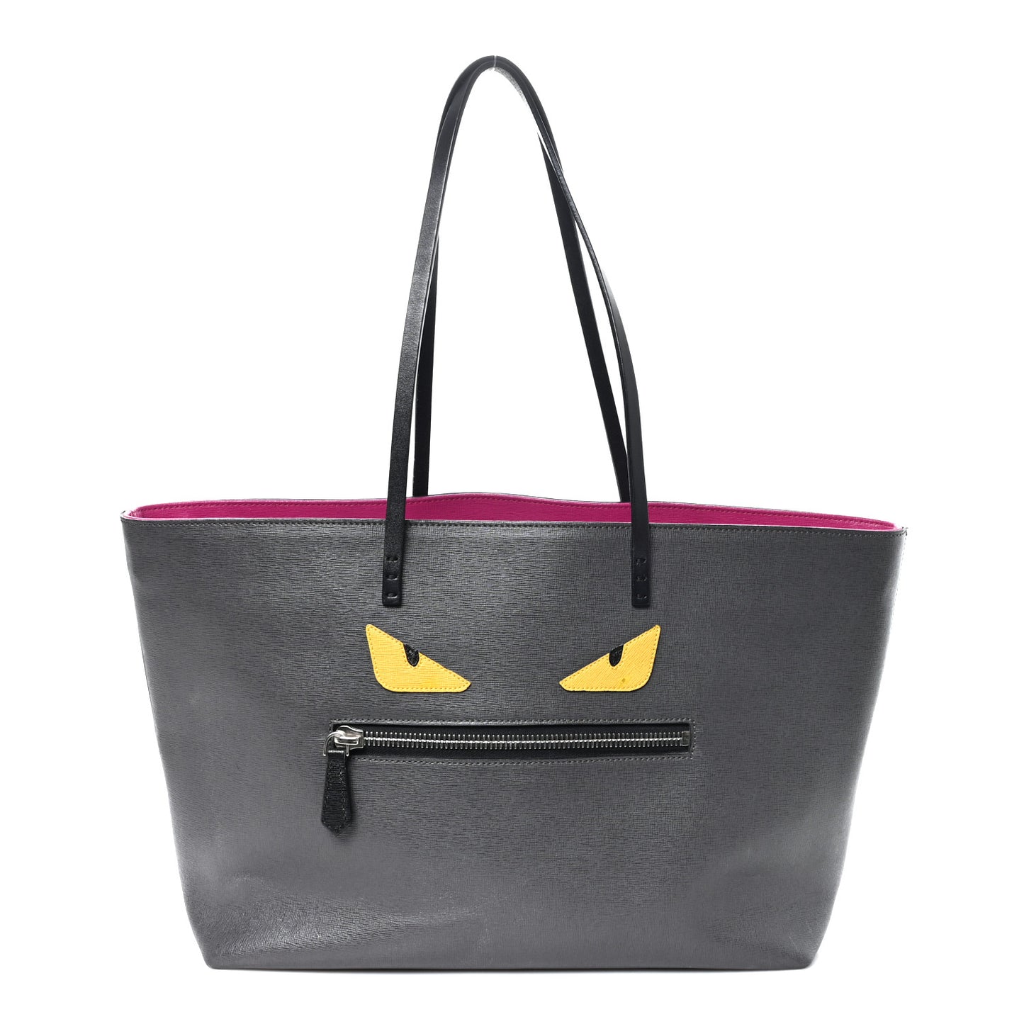 Vitello Elite Cuoio Monster Buggies Medium Roll Tote Carbone Black Multicolor Magenta