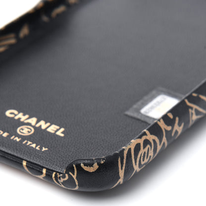 Chanel Lambskin Quilted iPhone XR Coco Tech Egyptian Graffiti Case Black Gold 7 of 15