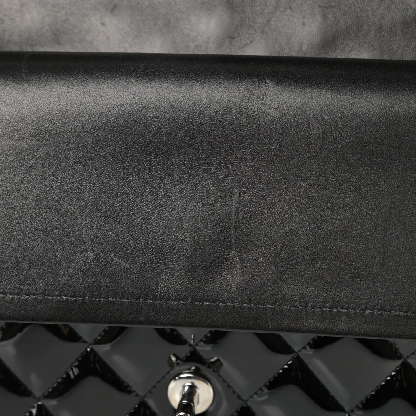 Patent Quilted Jumbo Double Flap Black