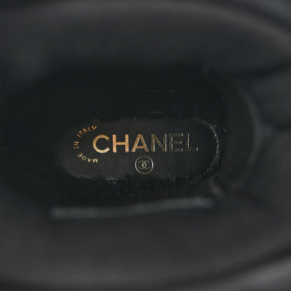Chanel Tweed Shearling Sheepskin Drawstring Snow Ankle Boots 36 Black 7 of 10