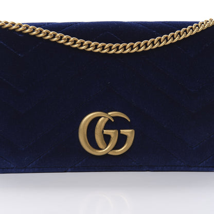 Gucci Velvet Matelasse GG Marmont Mini Bag Cobalt Blue 7 of 10