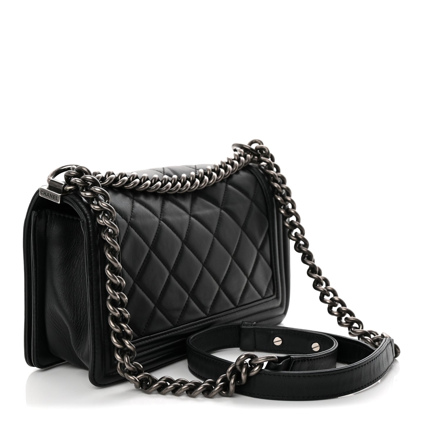 Calfskin Quilted Medium Boy Flap Black