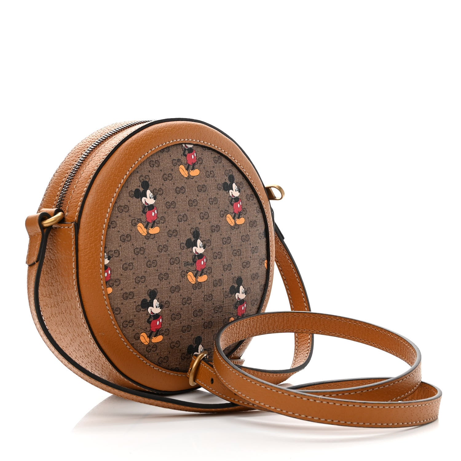 Gucci X DISNEY Mini Vintage GG Supreme Monogram Mickey Mouse Round Shoulder Bag Beige Vintage Sun Oil 3 of 10