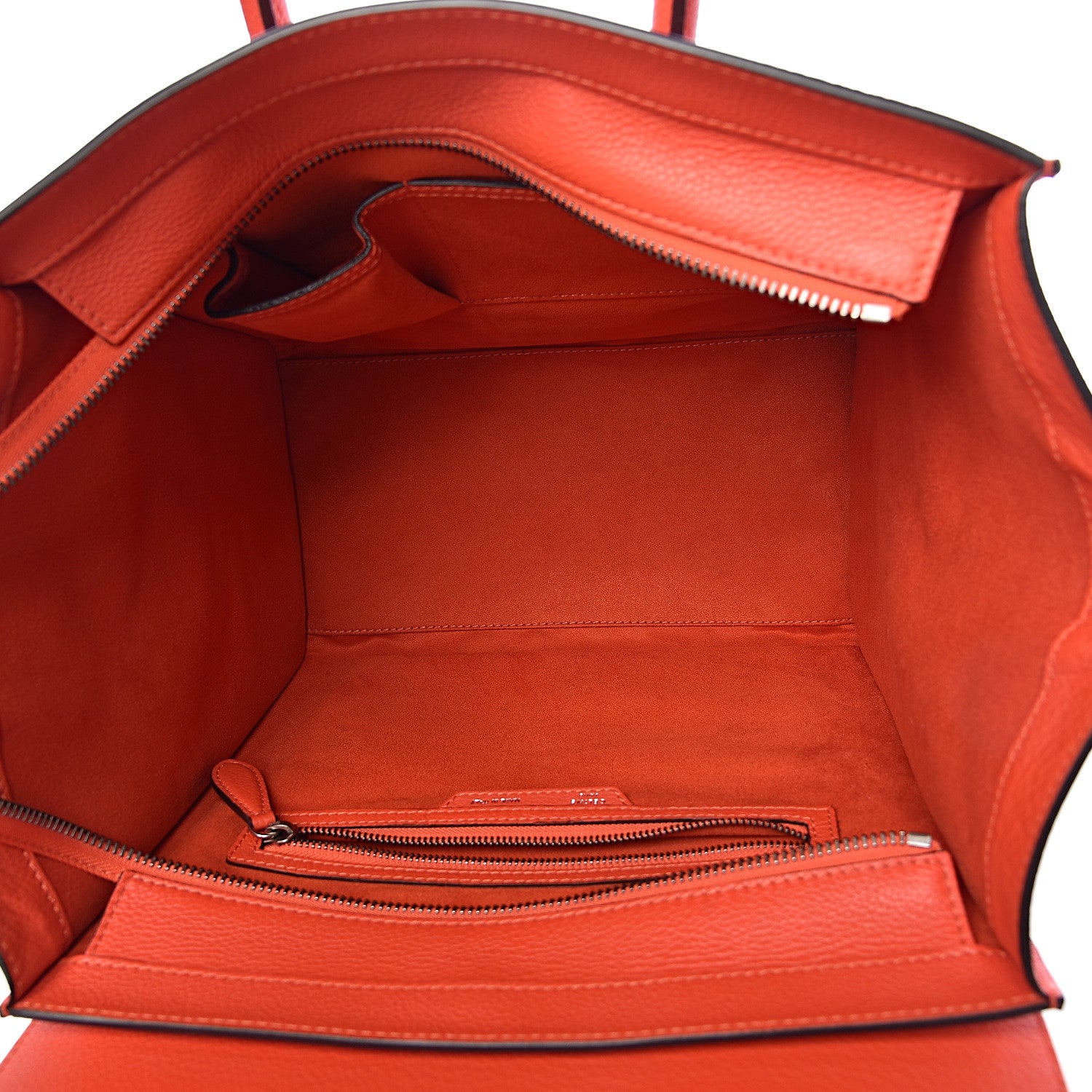 Celine Drummed Calfskin Mini Luggage Vermillion 5 of 10