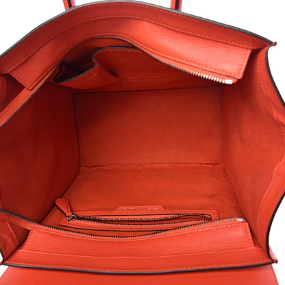 Celine Drummed Calfskin Mini Luggage Vermillion 5 of 10