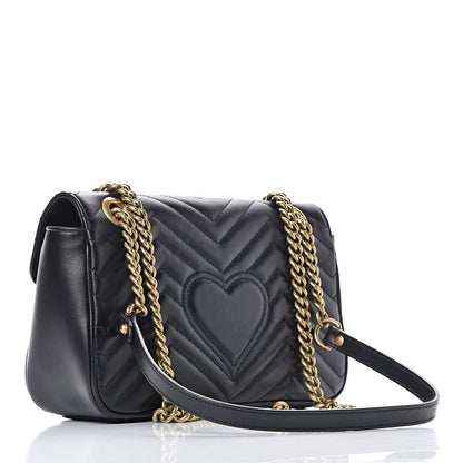 Gucci Calfskin Matelasse Small GG Marmont Shoulder Bag Black 3 of 13