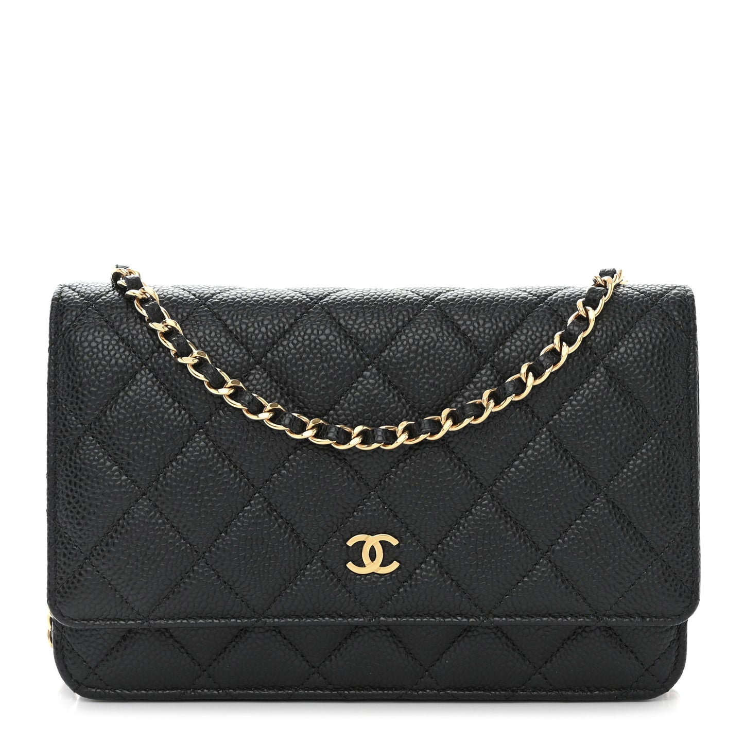 Caviar Quilted Wallet on Chain WOC Black
