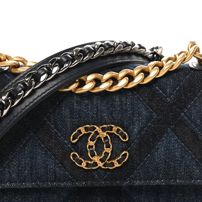 Chanel Denim Quilted Chanel 19 Flap Phone Holder With Chain Blue 7 of 10