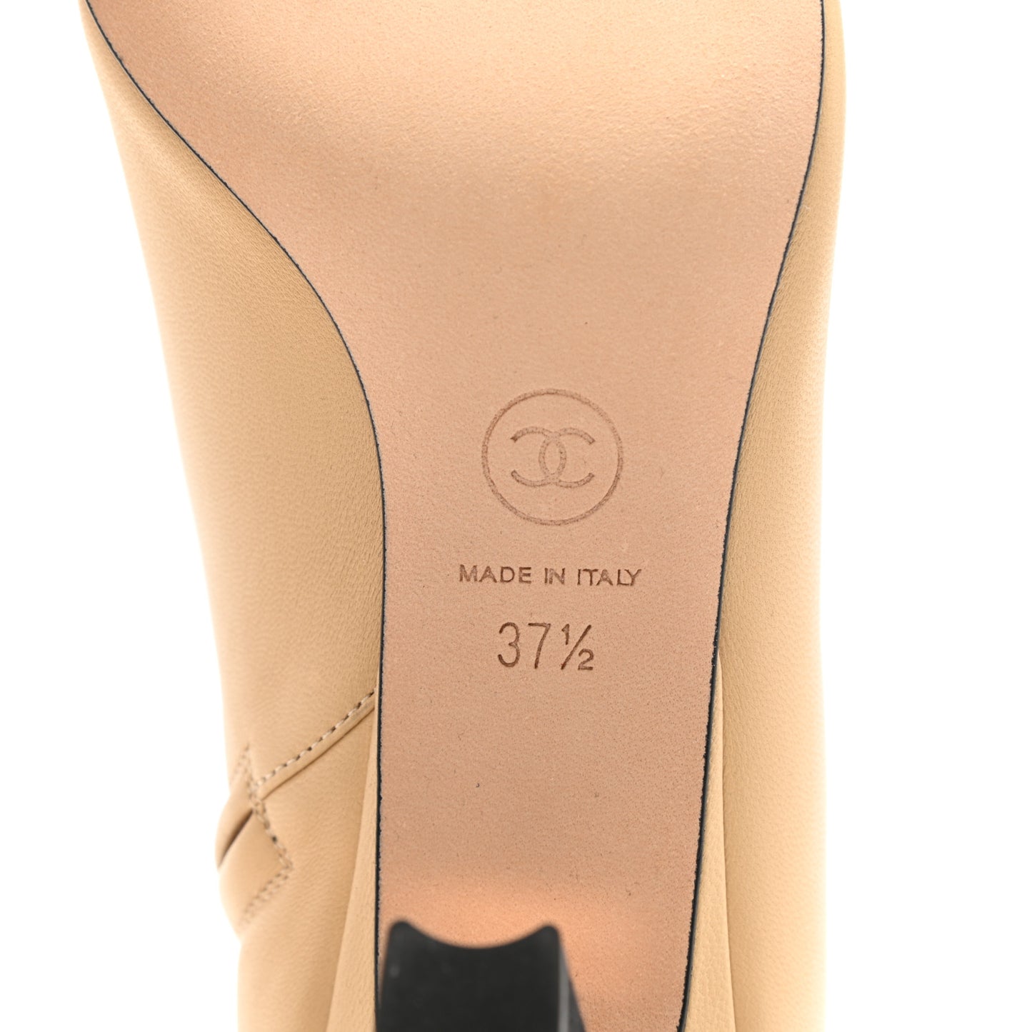 Lambskin Grosgrain Cap Toe Short Ankle Boots 37.5 Beige Black