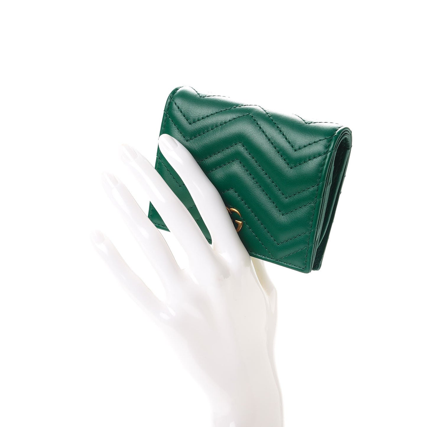 Calfskin Matelasse GG Marmont Card Case Wallet Emerald