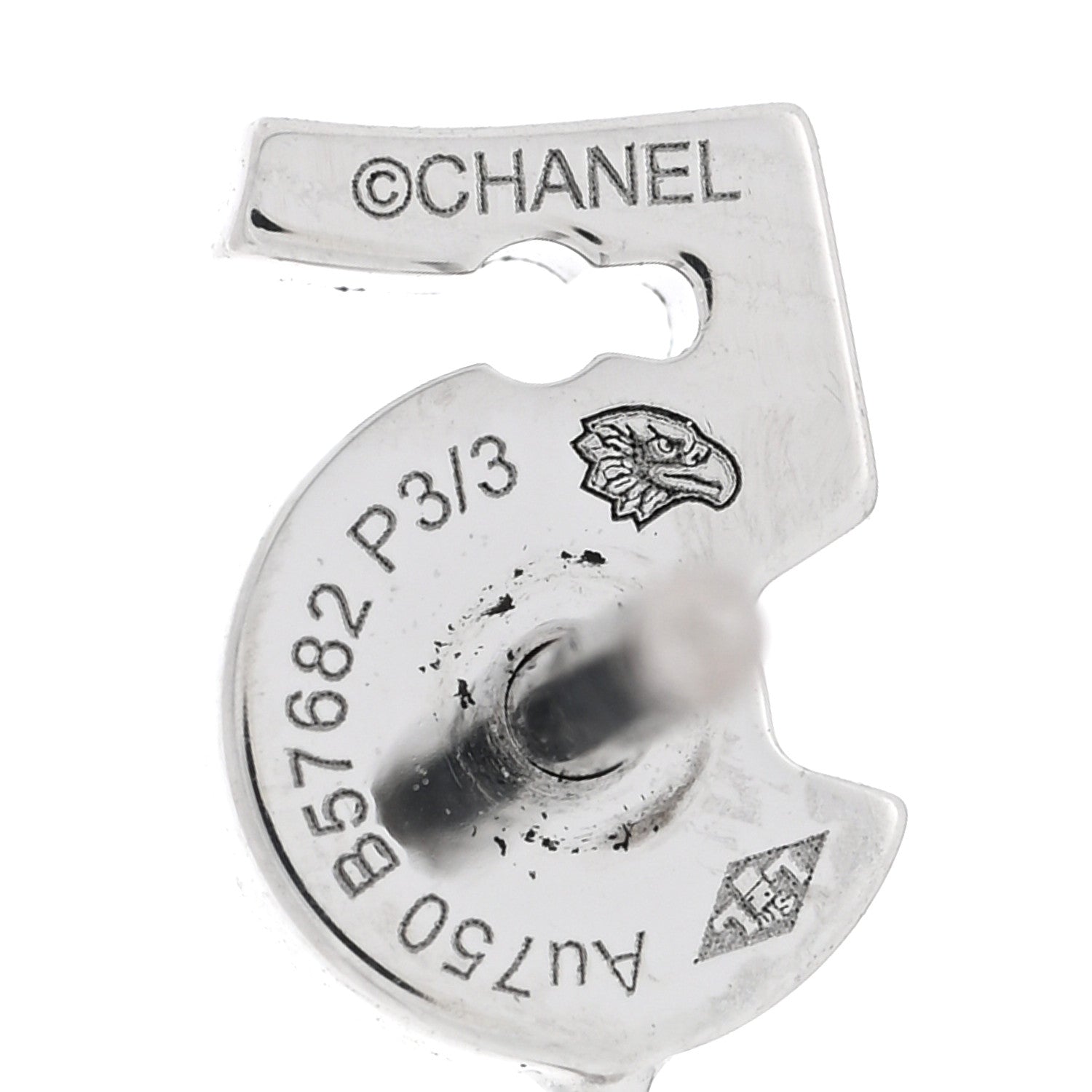 Chanel 18K White Gold Diamond No 5 Transformable Earrings 4 of 5