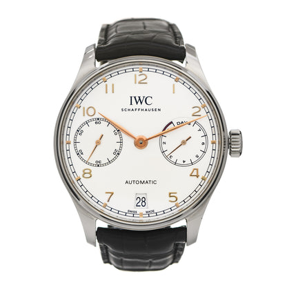 IWC Stainless Steel Alligator 42mm Portugieser 7 Days Chronograph Automatic Watch IW500704 1 of 5