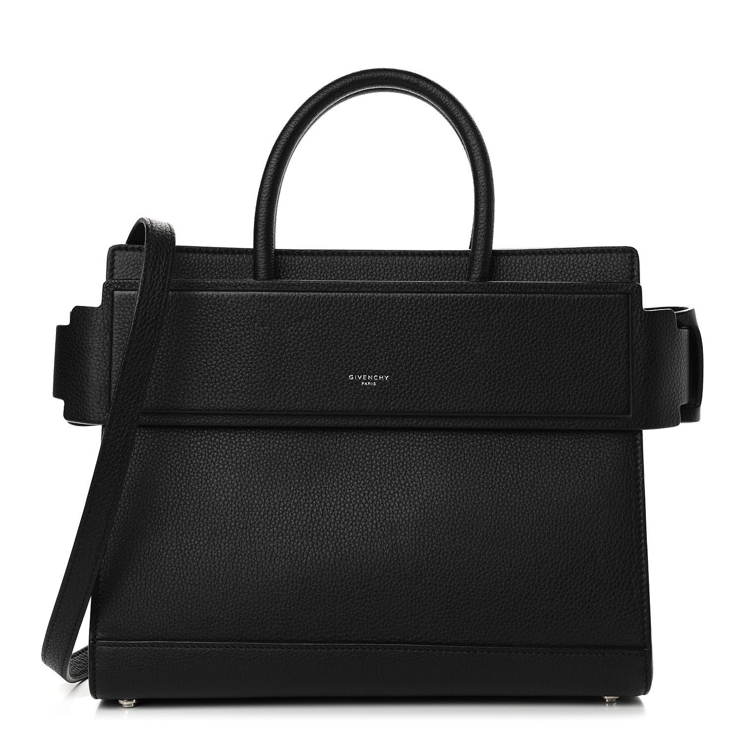 Grained Calfskin Small Horizon Satchel Black