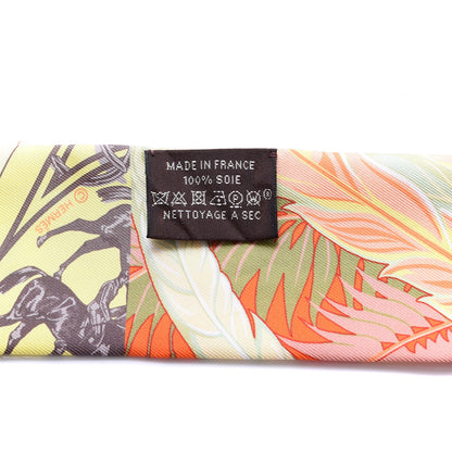 Hermes Silk Cheval Phoenix Twilly Orange Jaune Vif Vert 4 of 4