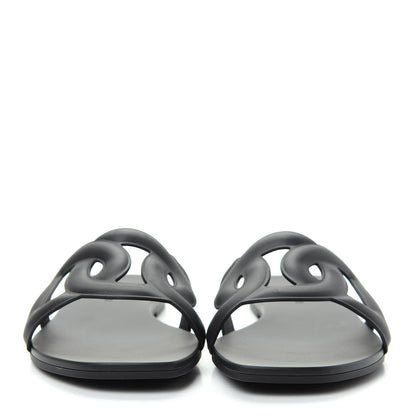 Hermes Rubber Aloha Sandals 38 Black 2 of 10