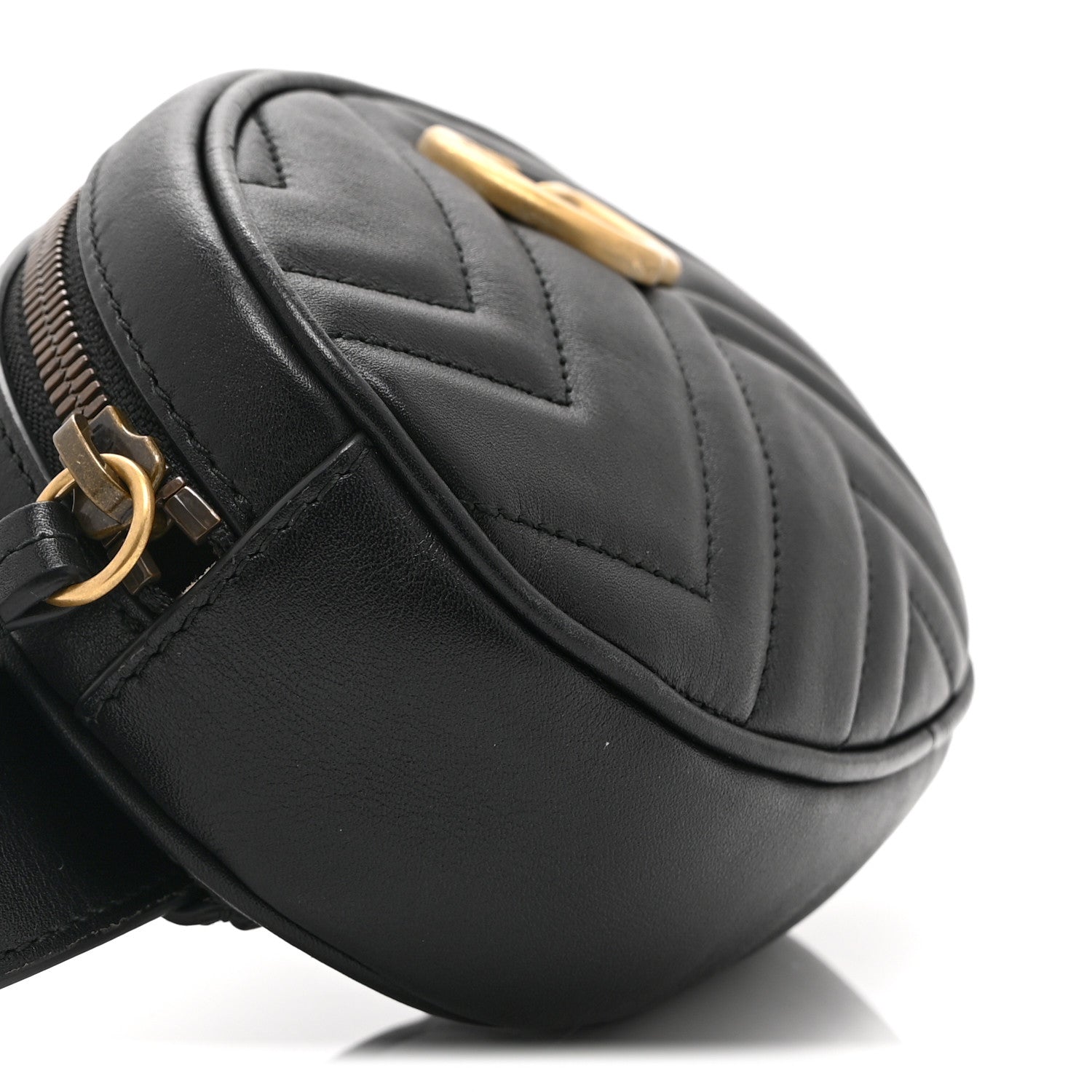 Gucci Calfskin Matelasse GG Marmont Belt Bag 85 34 Black 10 of 12