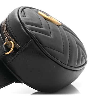 Gucci Calfskin Matelasse GG Marmont Belt Bag 85 34 Black 10 of 12