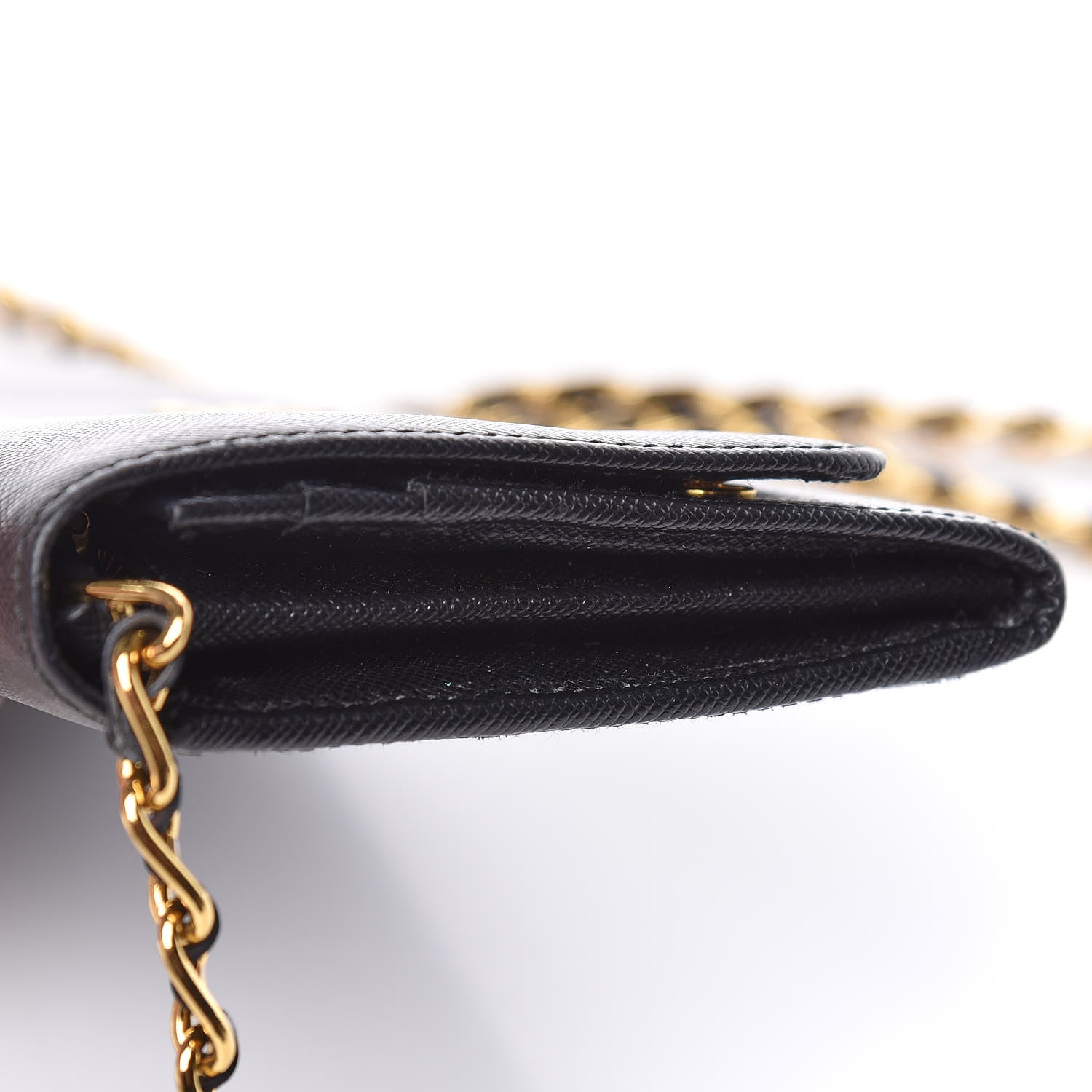 Prada Saffiano Metal Oro Chain Wallet Black 11 of 11