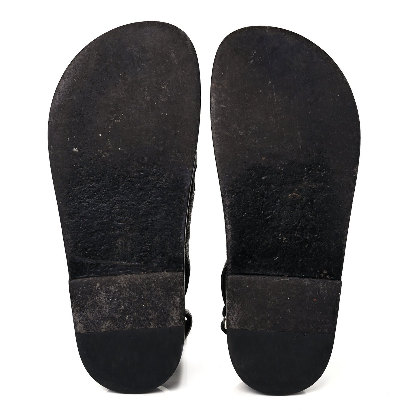 Grained Calfskin Velcro Dad Sandals 37.5 Black