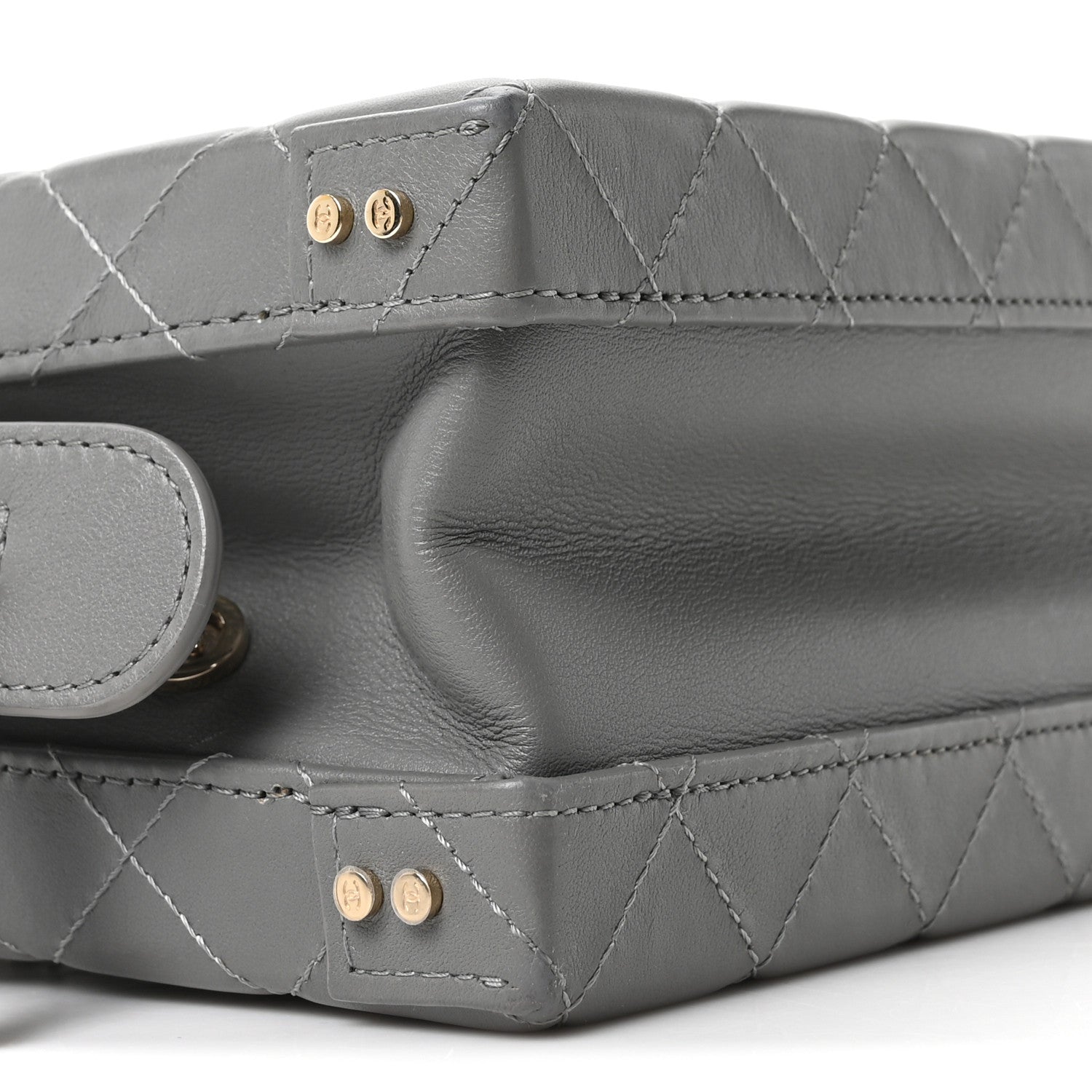 Chanel Calfskin Quilted Studded Square Vanity Case Grey 9 of 10
