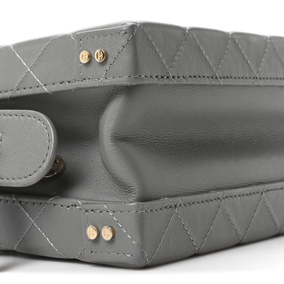 Chanel Calfskin Quilted Studded Square Vanity Case Grey 9 of 10