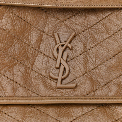 Saint Laurent Crinkled Calfskin Matelasse Monogram Medium Niki Chain Satchel Natural Tan 8 of 10